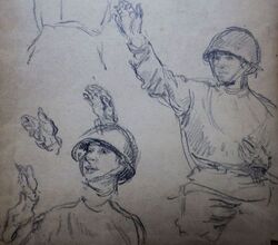 12 рисунков(этюдов) к картине "Встреча гвардейцев на Дворцовой  площади"