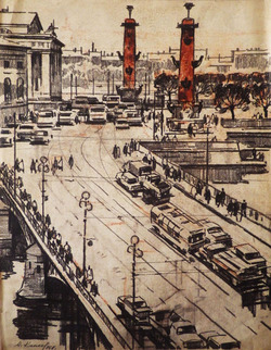 Коллекция leningradart.com, выставка "Любимый город" Рисунок, акварель . 1930-1990 годы.